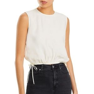 (B10) ATM Womens Silk Crop Tank Top, Color: Chalk, NWT, Size Small